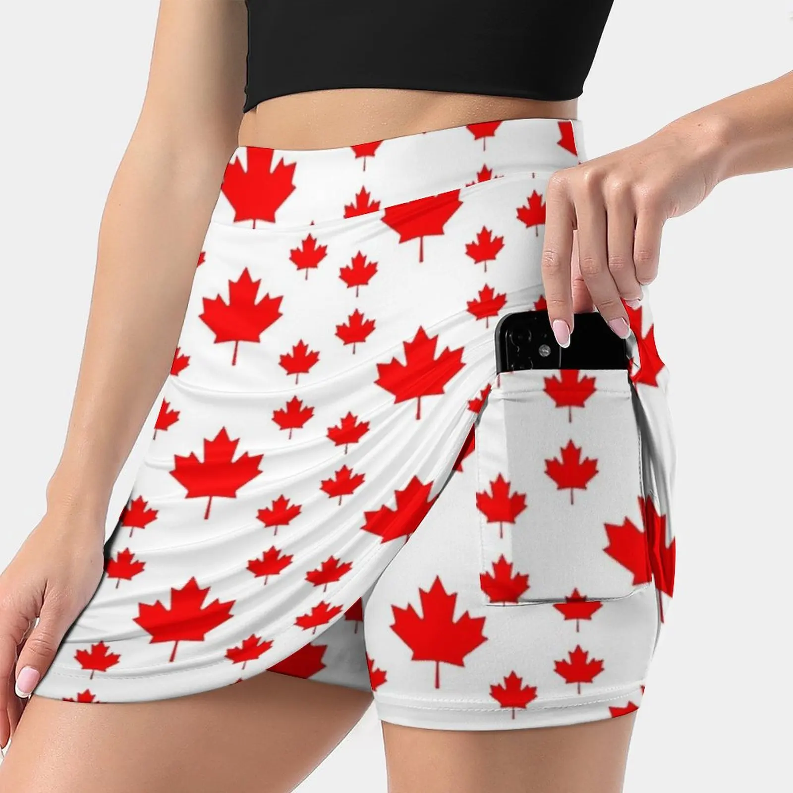 

Canada Leggings-Canadian Maple Leaf Pattern Duvet Korean Fashion Skirt Summer Skirts For Women Light Proof Trouser Skirt Canada