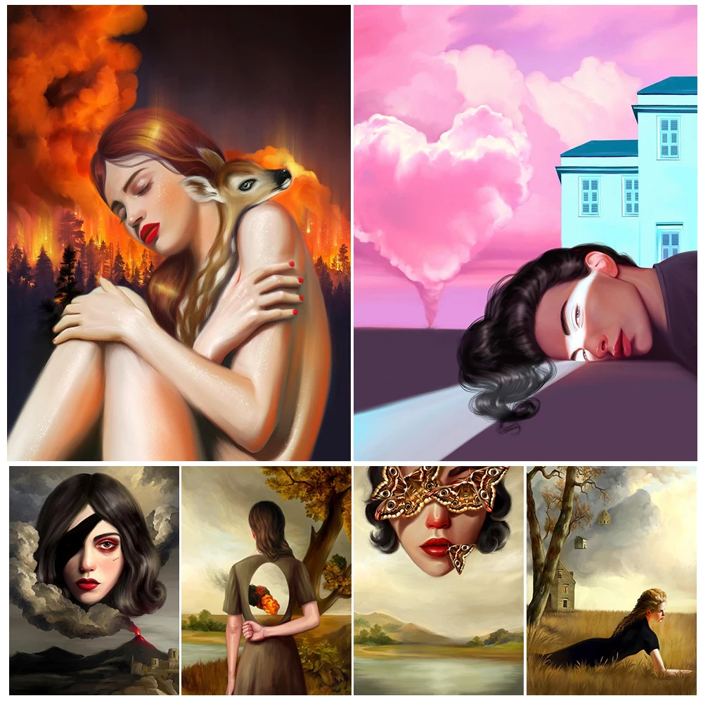 

Mysterious And Strange Dream Gothic Art Poster Print Home Decor Surreal Fantasy Girl Abstract Wall Art Canvas Painting Unframed