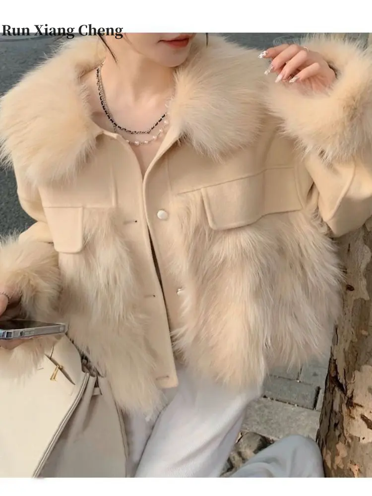 Women Winter Luxury Fur Coat 2023 Korean Fashion Leather Stitching Spliced To Imitate Fox Hair and Thickened Fluffy Fur Overcoat