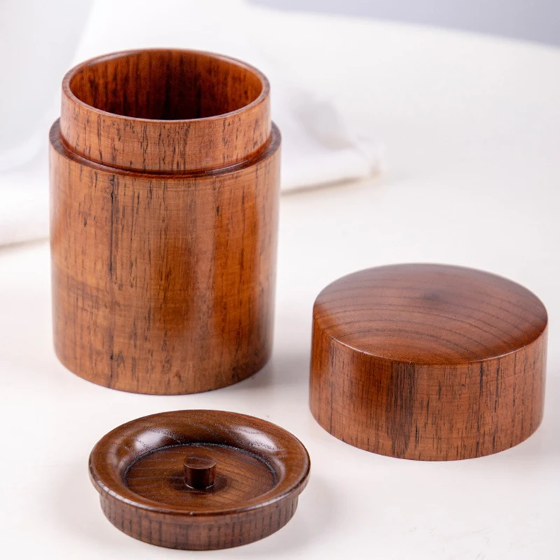 Wooden Puer Tea Storage Jar Chinese Style Tieguanyin Organizer Bottle Small Loose Longjing Tea Hermetic Jar Kitchen Storage Cans