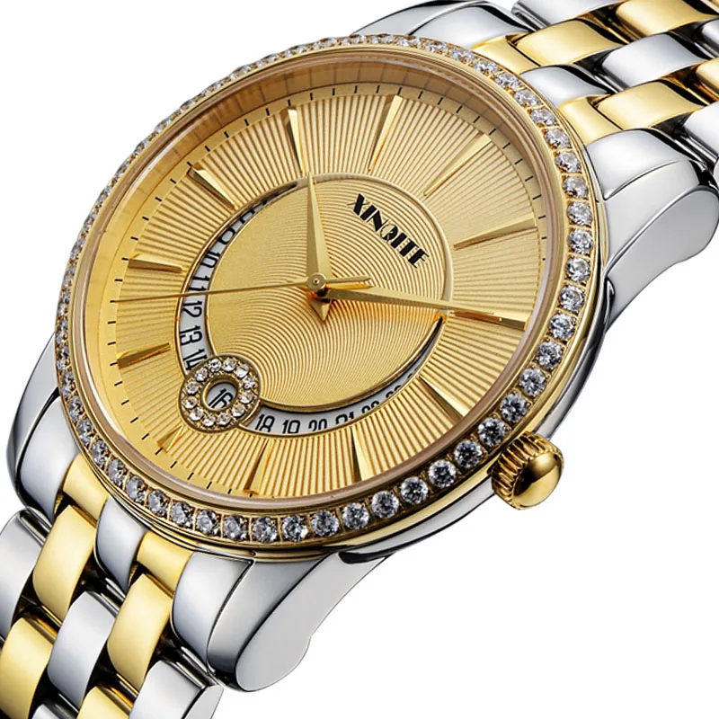 Luxury Diamend 40MM Men Automatic Mechanical Watch Stainless Steel Two Tone Male Wristwatch 3PIN