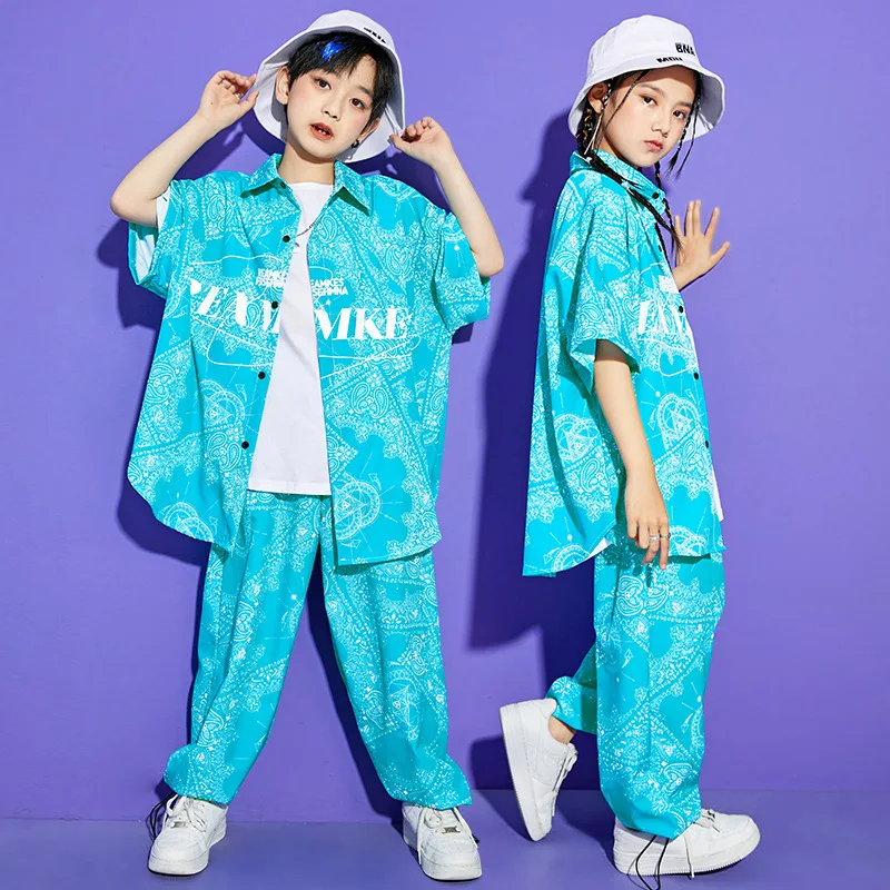 

Kids Hip Hop Clothing Fashion Print Long Sleeves Girls Tops Pants Boys Street Wear Jazz Concert Performance Stage Costume