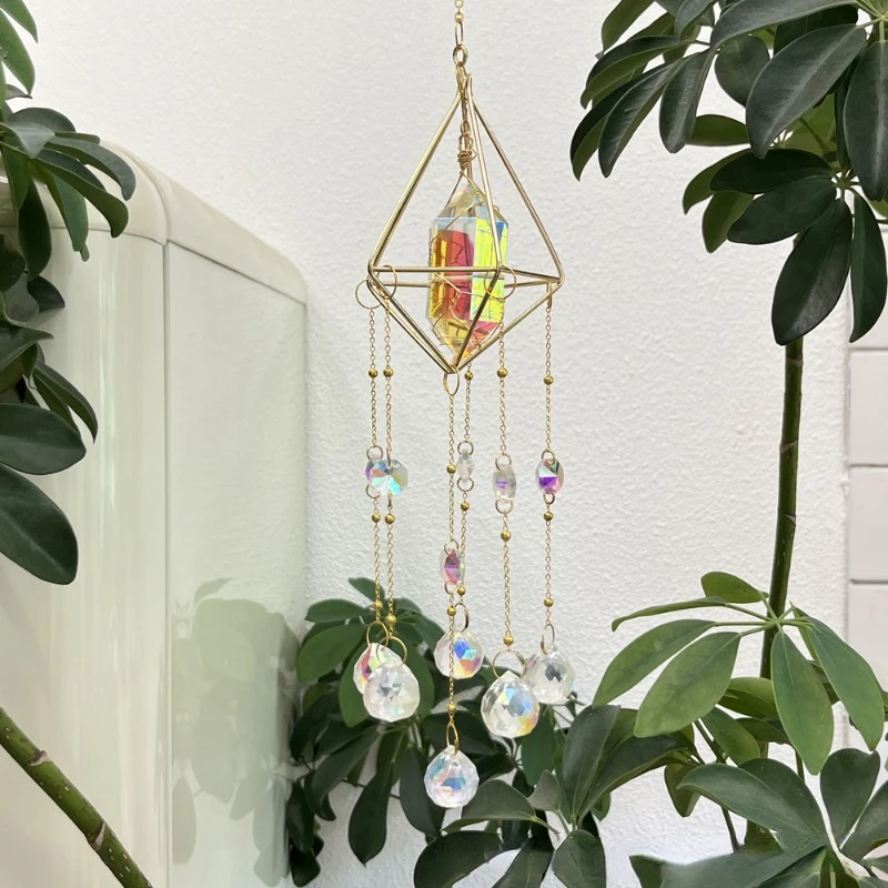Crystal Windchime Love Heart Pendant Hanging Wind Chimes Sun Catchers Window Rainbow Chaser Outdoor Garden Home Decor Gifts 5