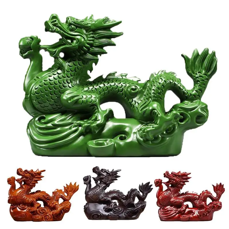 

Creative Chinese Zodiac Dragon Ornament Wooden Dragon Statue Animal Style Crafts for Home Living Room Bedroom Office decor