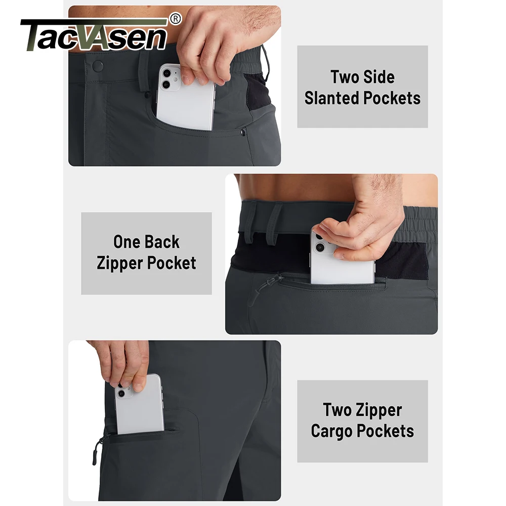 TACVASEN Quick Dry Lightweight Casual Shorts Men's Working Outdoors Waterproof Hiking Fishing Short Pants with Multiple Pockets 5