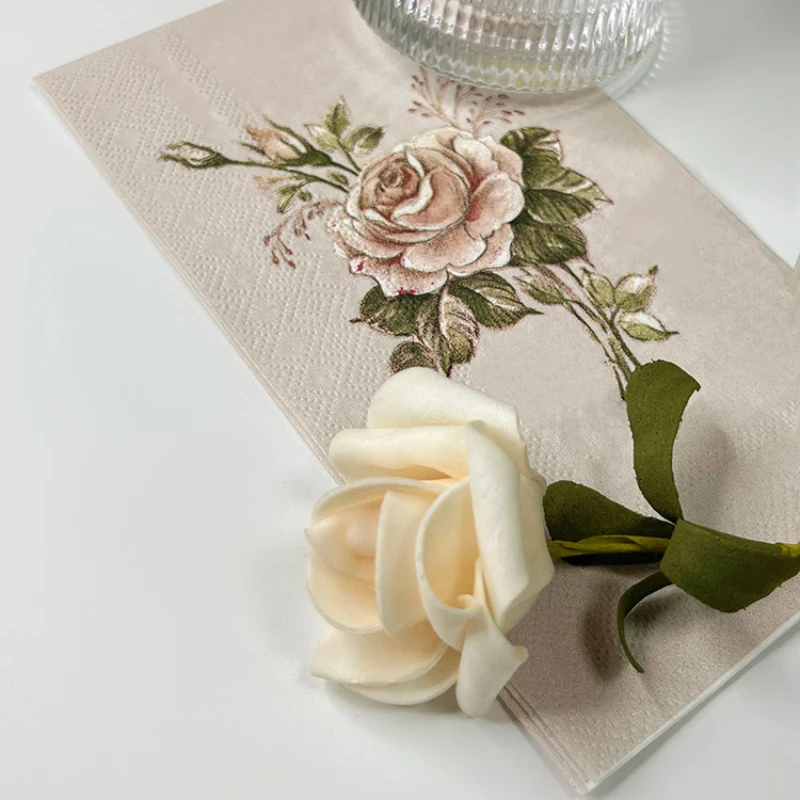 Large Vintage Roses Colourful Printed Napkins Wedding Paper Placemats Restaurant Paper DIY Butterfly Bone Bart 20pcs 33*40