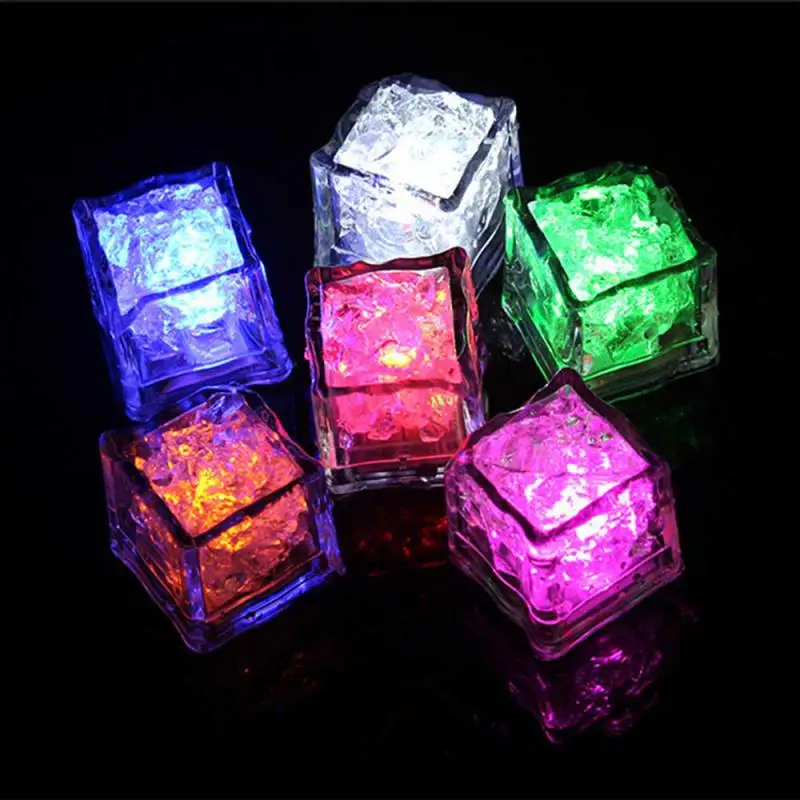 6pcs Luminous LED Ice Cubes Fun Fast Flash Water Toy Glowing Party Festival Bar Wine Glass Decoration Supplies Children's Bath