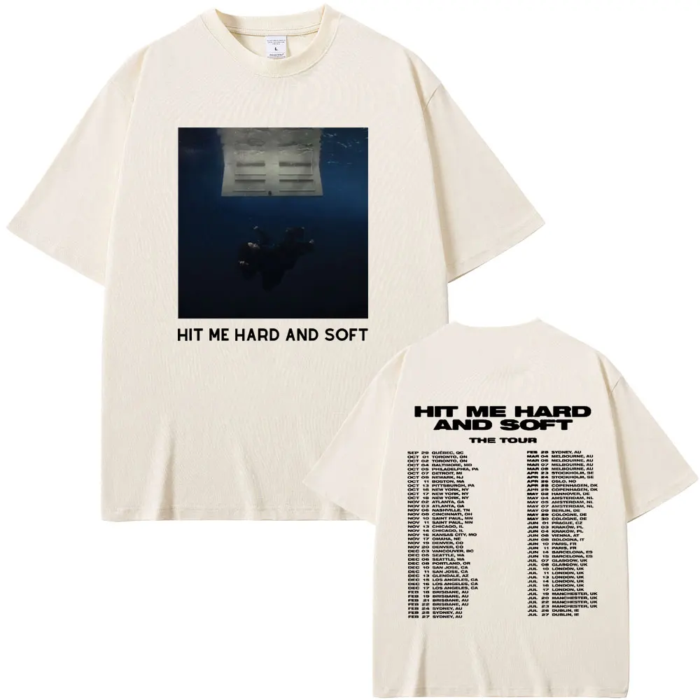 

Hit Me Hard and Soft The Tour 2024 Music Album Double Sided Print T Shirts Men Women Fashion Oversized T-shirts Male Streetwear