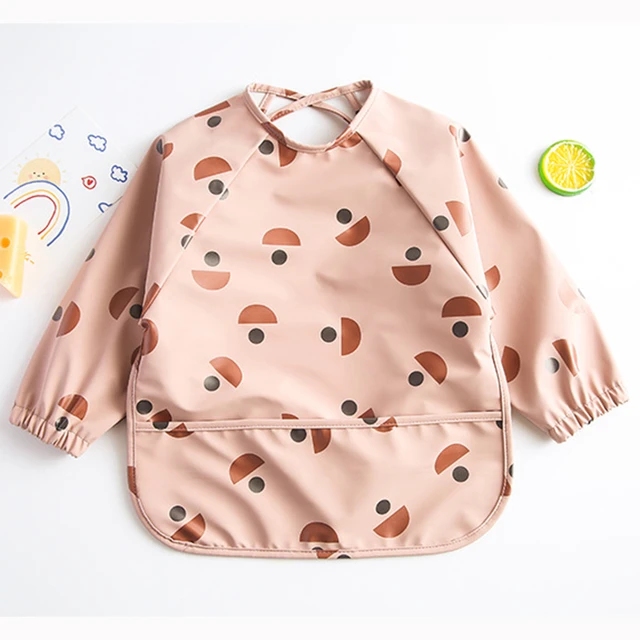 Bavoir imperméable à manches longues pour bébé garçon et fille, tablier  avec poche, vêtement pour enfant en bas âge - AliExpress