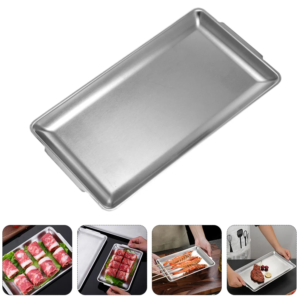 

Sheet Pan Cookie Sheet Stainless Steel Toaster Oven Pan Heavy Duty Barbeque Grill Pan Sushi Plate Serving Dish for Cake Brownie