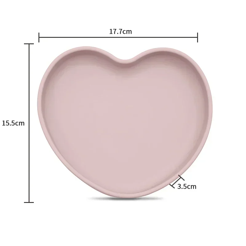 Baby Safe Silicone Sucker Dining Plate Love Shape Cartoon Children Dishes Suction Toddle Training Tableware Baby Feeding Plate 4