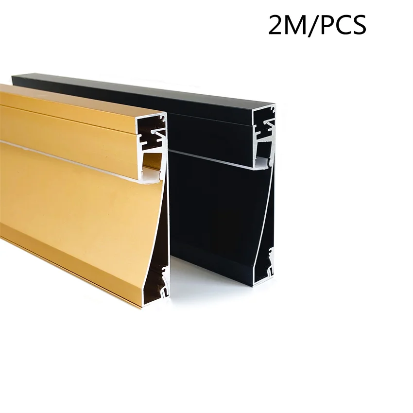 

2m/pcs Aluminum Led Baseboard Skirting Board Profile Flooring Bar Strip Light channel black, silver and golden color