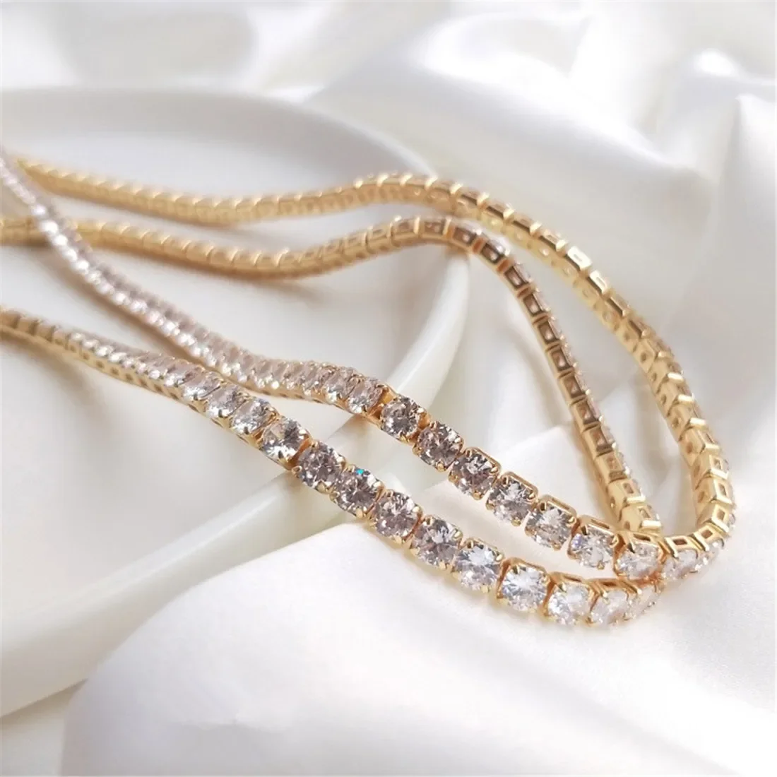 

14K Gold Filled Gold Shin Austrian Zircon Chain Diamond Claw Chain Loose Chain DIY Bracelet Necklace Jewelry Material B613