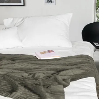 Ntbay 100% Cotton Cable Knit Throw, Super Soft Warm Knitted Blanket Home Decor 4