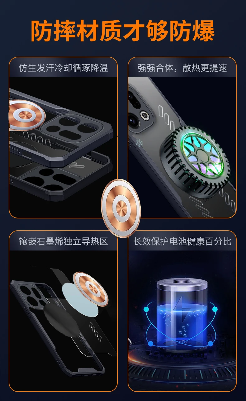 Enhanced Copper Cooling Phone Case with Heat Dissipation and Shockproof Protection - Transparent Cover