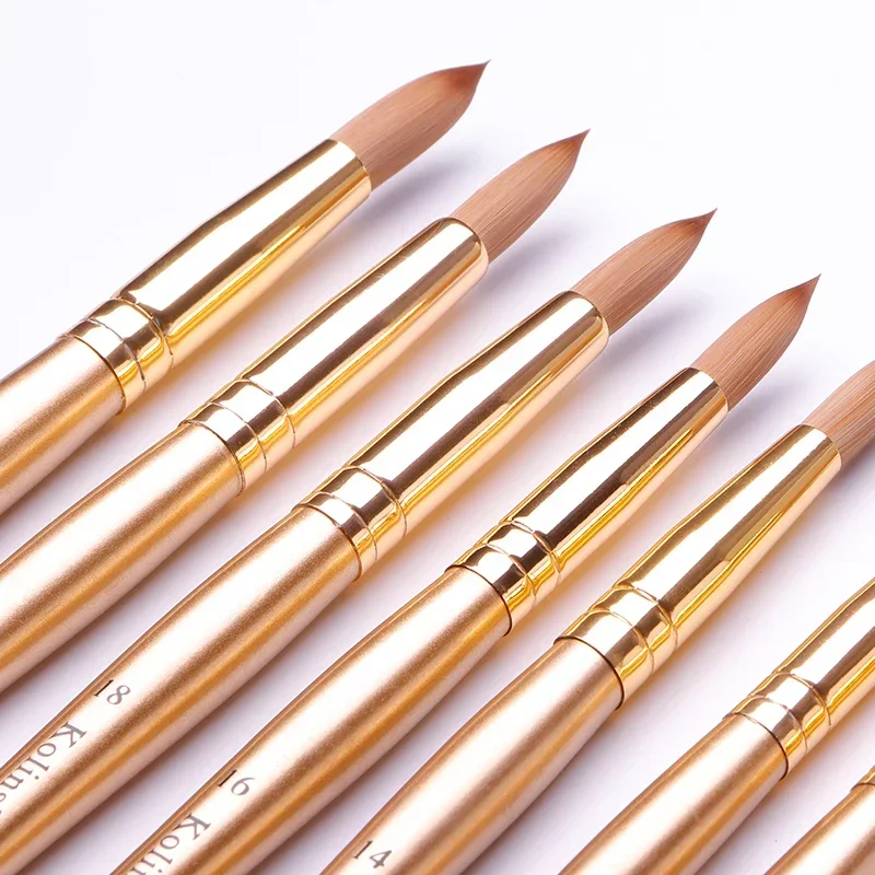 TIANMI Kolinsky Acrylic Nail Brush Art Nail Extension UV Gel Builder Tools Golden Nail Brushes Manicure Coating Drawing Pen 3