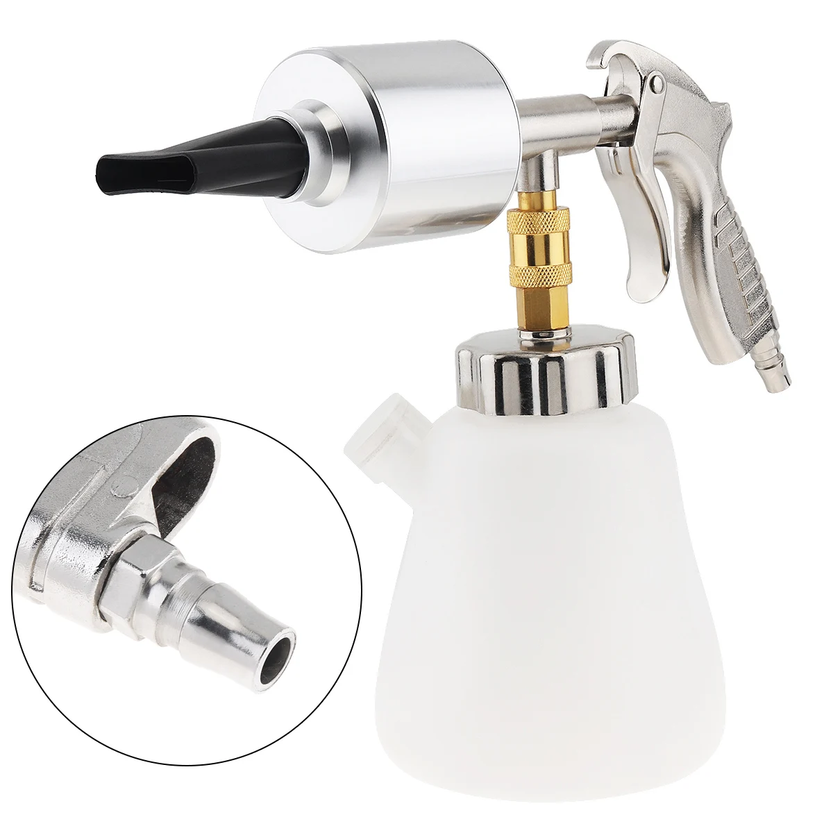 1 Litre Handheld High Pressure Pneumatic Cleaning Spray Gun with Plastic Foam Pot and Flat Head for Car Wash Furniture Cleaning