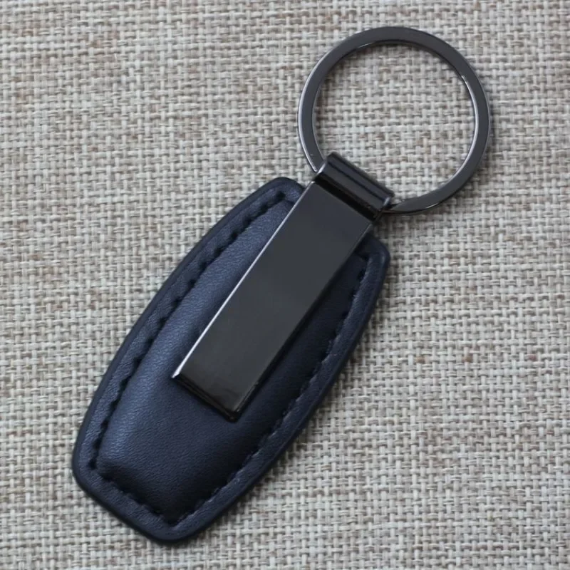 블랙 골드 실버 금속 열쇠고리 맞춤 이름 번호 남성 여성 가죽 키체인 비즈니스 선물 레이저 개인화 로고 자동차 키체인