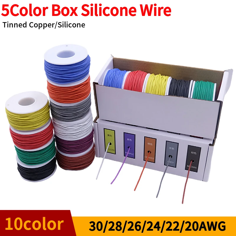Multicolor Silicone Tinned Copper Flexible Electrical Wire Kit - Soft and Versatile Hook-Up Wires in Various Gauges