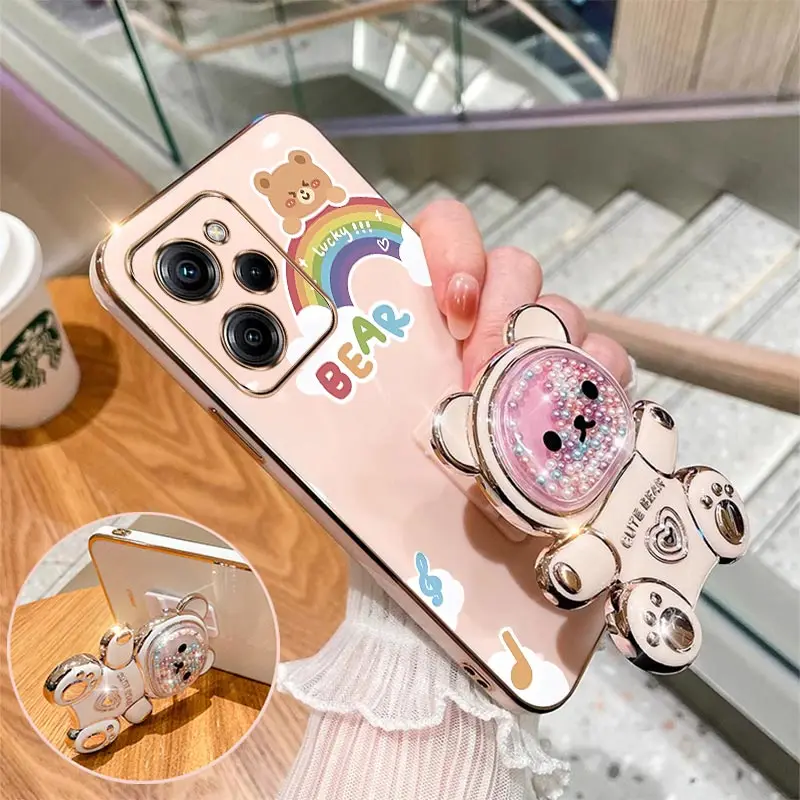 Rainbow Raccoon Holder Plating Phone Case Cover