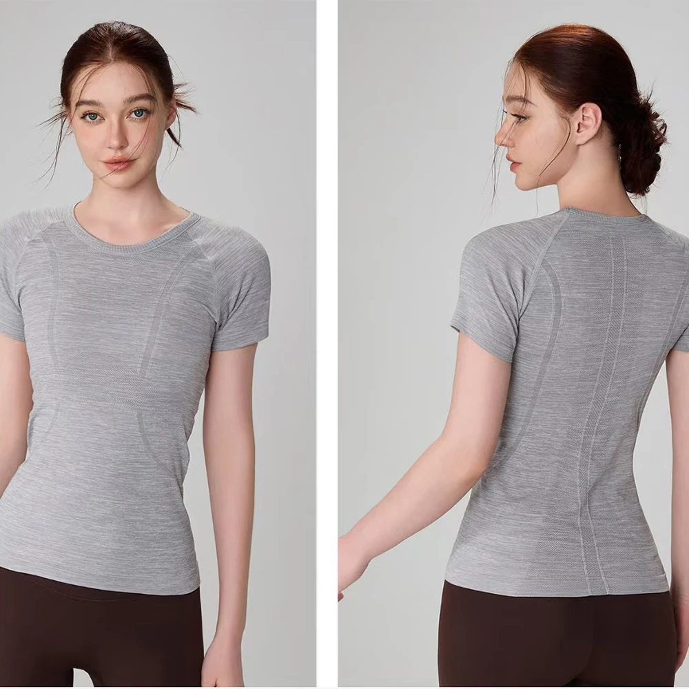 Women Yoga Top Seamless Sport T Shirts Fitness Shirt Gym Clothes Short Sleeve Yoga Shirt Top Running T-shirt Sport