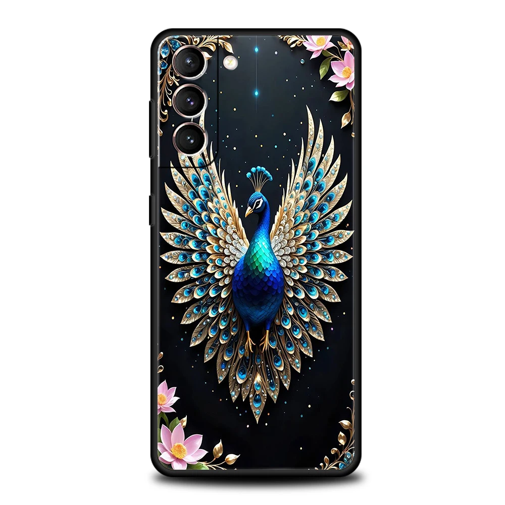 Handyhülle für Samsung Galaxy S25/S24/S23/S22/S20/S21/FE/Ultra/S10/S10E/S9/Plus/5G, weiche TPU-Abdeckung, Tier-Pfauenmuster – Detail 5
