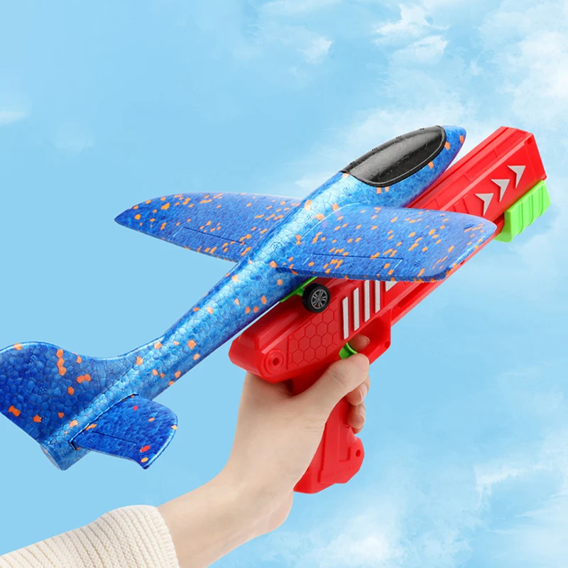 Foam Plane 10m Launcher Catapult Airplane Gun Toy Children Outdoor Game