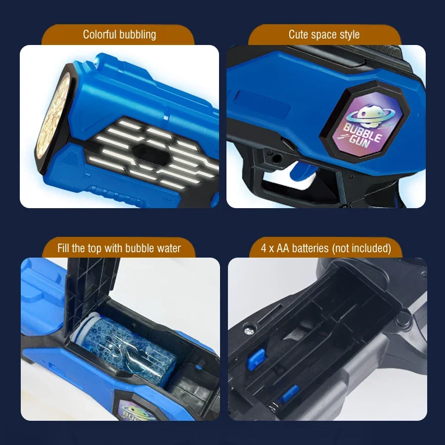 Electric Bubble Gun Automatic Space Soap Bubble Machine Kids Toy Soap Bubble Maker Blower Toys for Novel Children Outdoor Toy