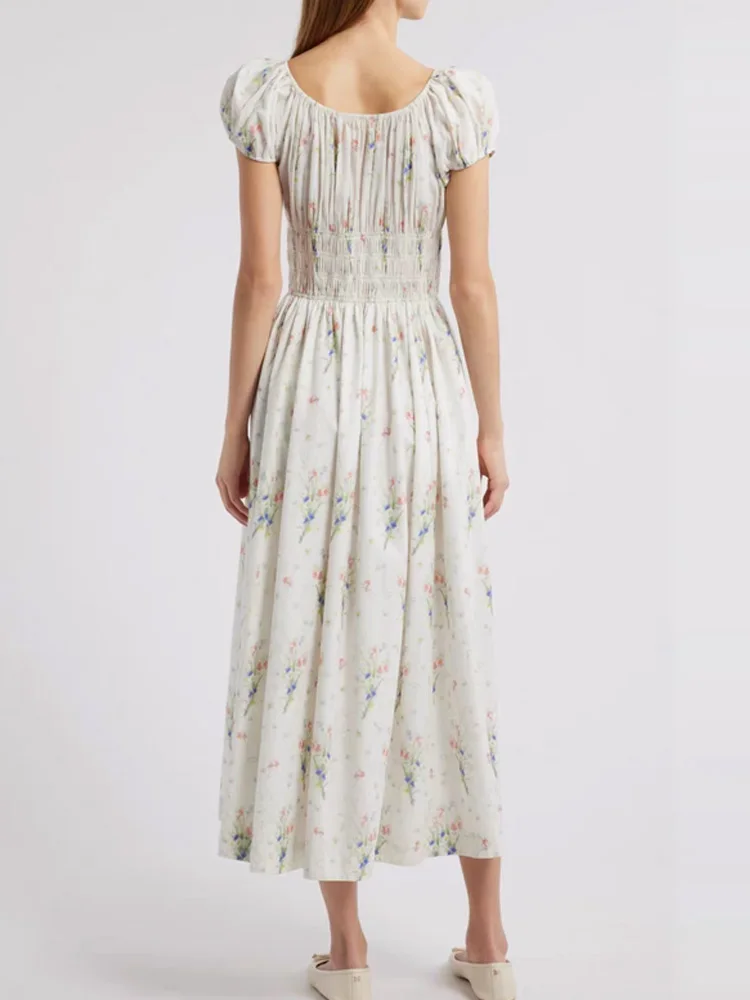 DOEN Retro Sle Large round Ne Slim Fit Flubble Sve Long Dr Spring Summer New Arrival French Sle U-Ne Dr