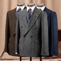 Stylish Men's Casual Blazer Herringbone Slim Fit Single Breasted Comfortable Jacket Men's Coat Double Breasted Blazer Men's Suit