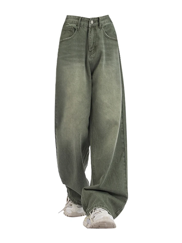 

Summer Women Baggy American Vintage Jeans Simple Classical Denim Pants Straight Long Trousers Design Harajuku Y2k Streetwear New