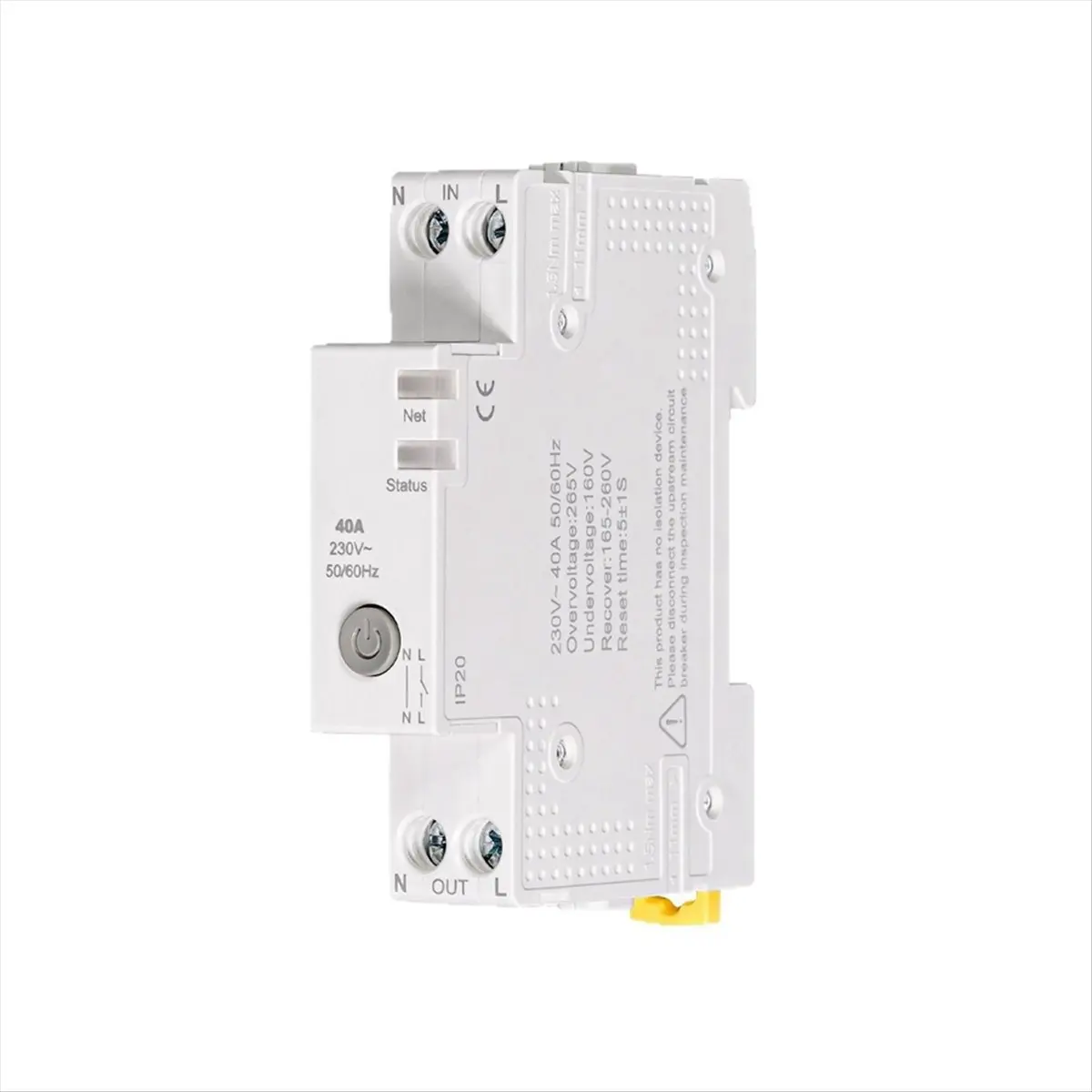 DT60 Tuya WiFi 스마트 회로 차단기 40A 전기 모니터 V0 방화 지연제 APP 제어 호환 가능