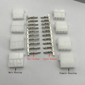 컴퓨터 ATX IDE 전원 커넥터 플러그 수 암 하우징 및 수 암 터미널, Molex 5.08mm 커넥터, 대형 4 핀, 10 세트