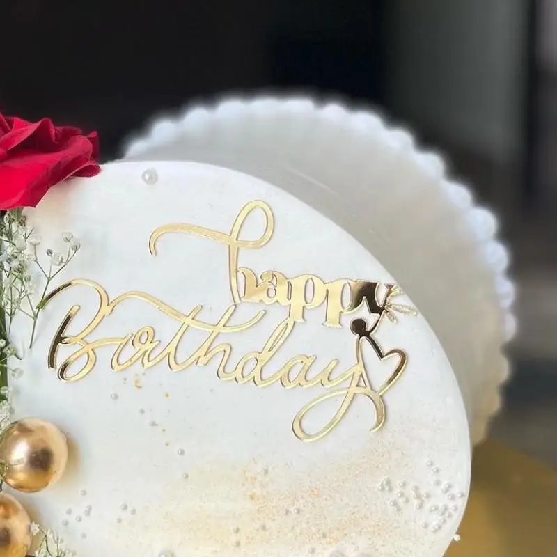 Neue Seite Alles Gute zum Geburtstag Kuchen Topper Dekoration Gold Silber Acryl Geburtstag Party Kuchen Topper Baby Dusche Geschenk Backen Liefert – Detail 13