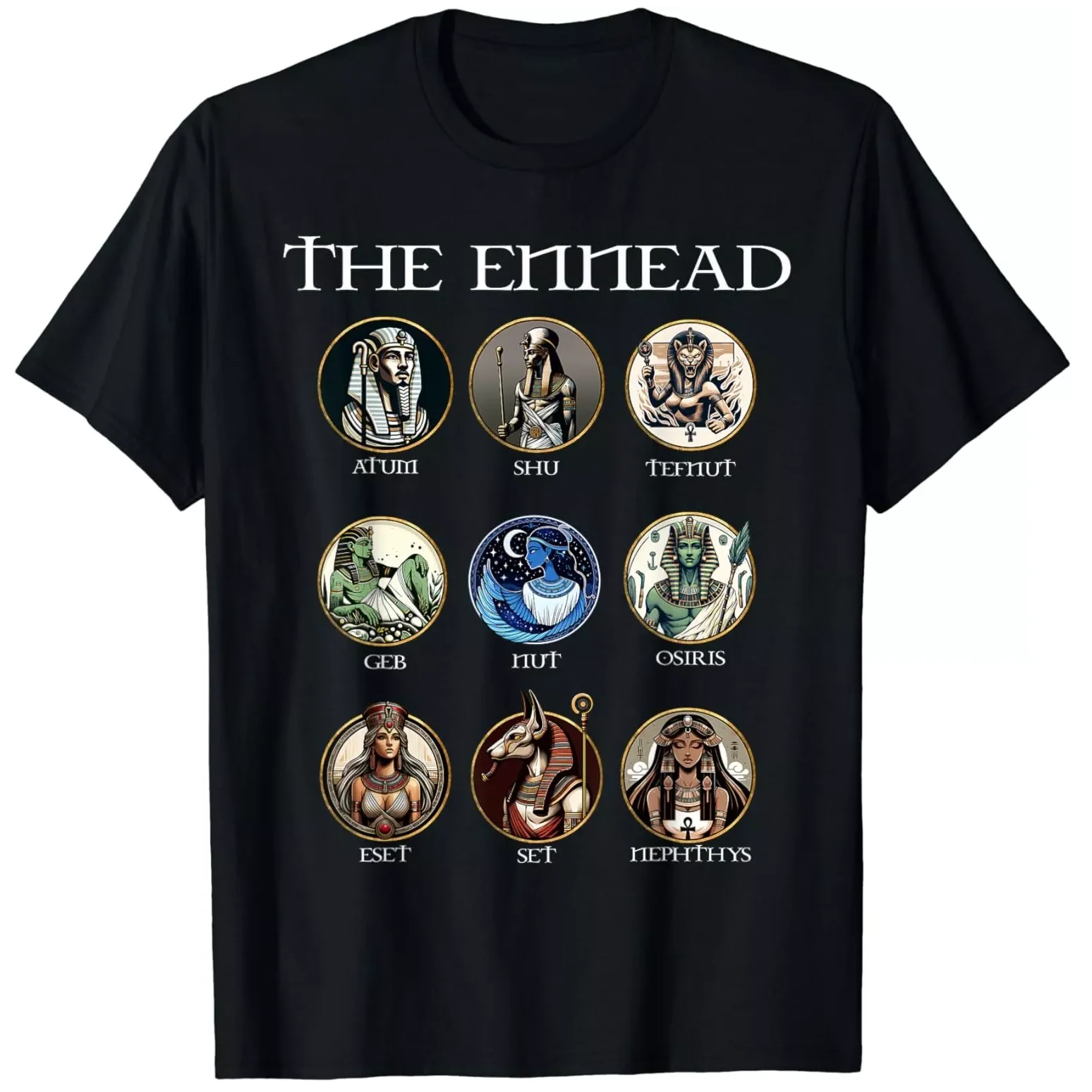 

The Ennead Ancient Egyptian Gods Mythologys Design T-Shirt 100% Cotton O-Neck Summer Short Sleeve Casual Mens T-shirt