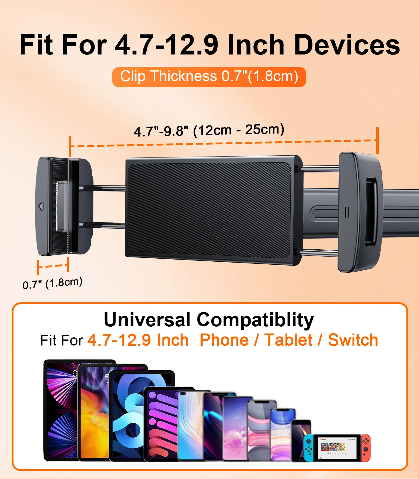 Eary Car Headrest Tablet Phone Holder With 360 Rotatable Adjustable Foldable Car Interior Accessories With 2 Hidden Hooks Stand