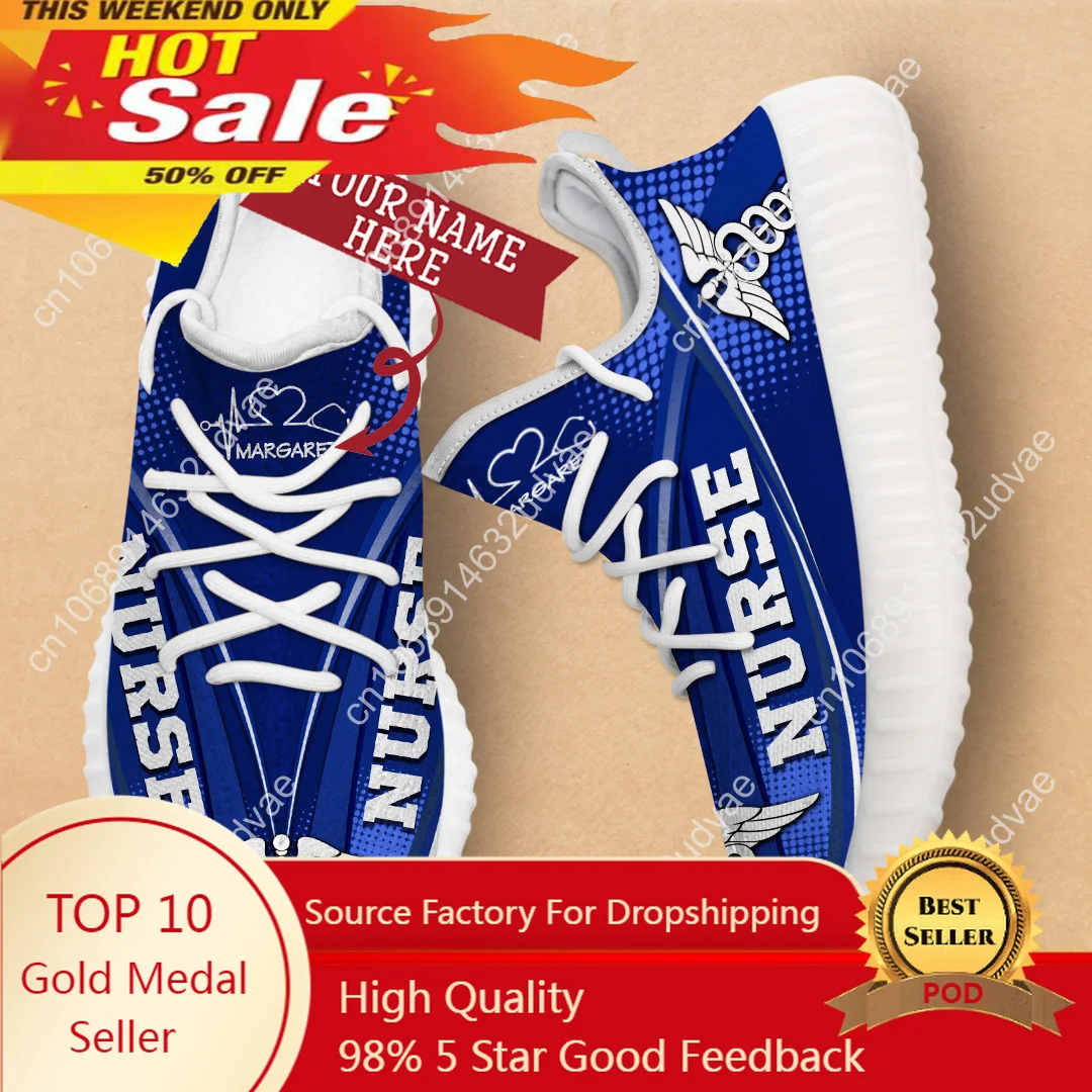 Gradient Nurse Design Vulcanized Shoes Personalized Hospital Care Sneakers Comfortable Lace Up Teen Girls Shoes
