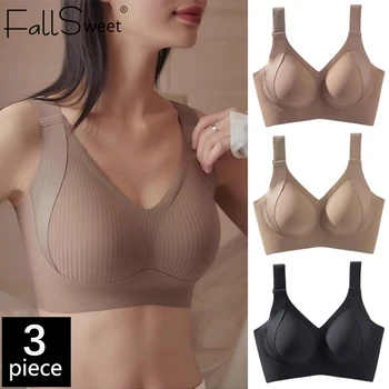 FallSweet Reggiseni push up wireless senza cuciture da 3 pezzi per donna Bralette comfort regolabile per buste complete e piccole Lingerie senza fili 1