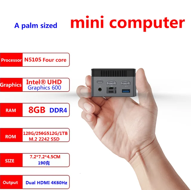 ZX01 Pocket Intel N5105 MINI Pc  Windows 11 Mini PC 2.9GHZ DDR4 8GB 1TB SSD 5G Wifi BT4.2 Desktop Mini PC Gamer Computador 2