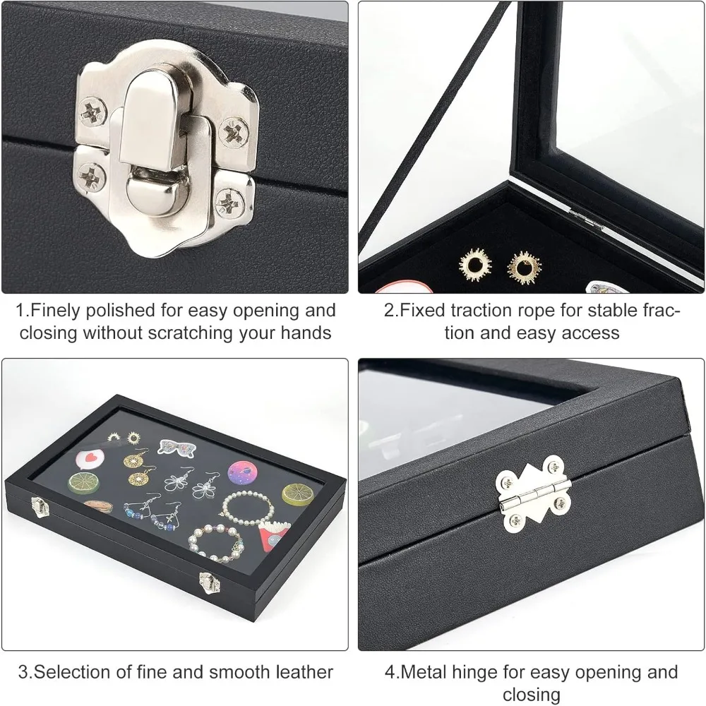 1pc Pin Display Cases 13.8x9.4x2 Inch Badge Storage Showcase Display Boxes for Hard Rock Badges Medals Collectible-Black