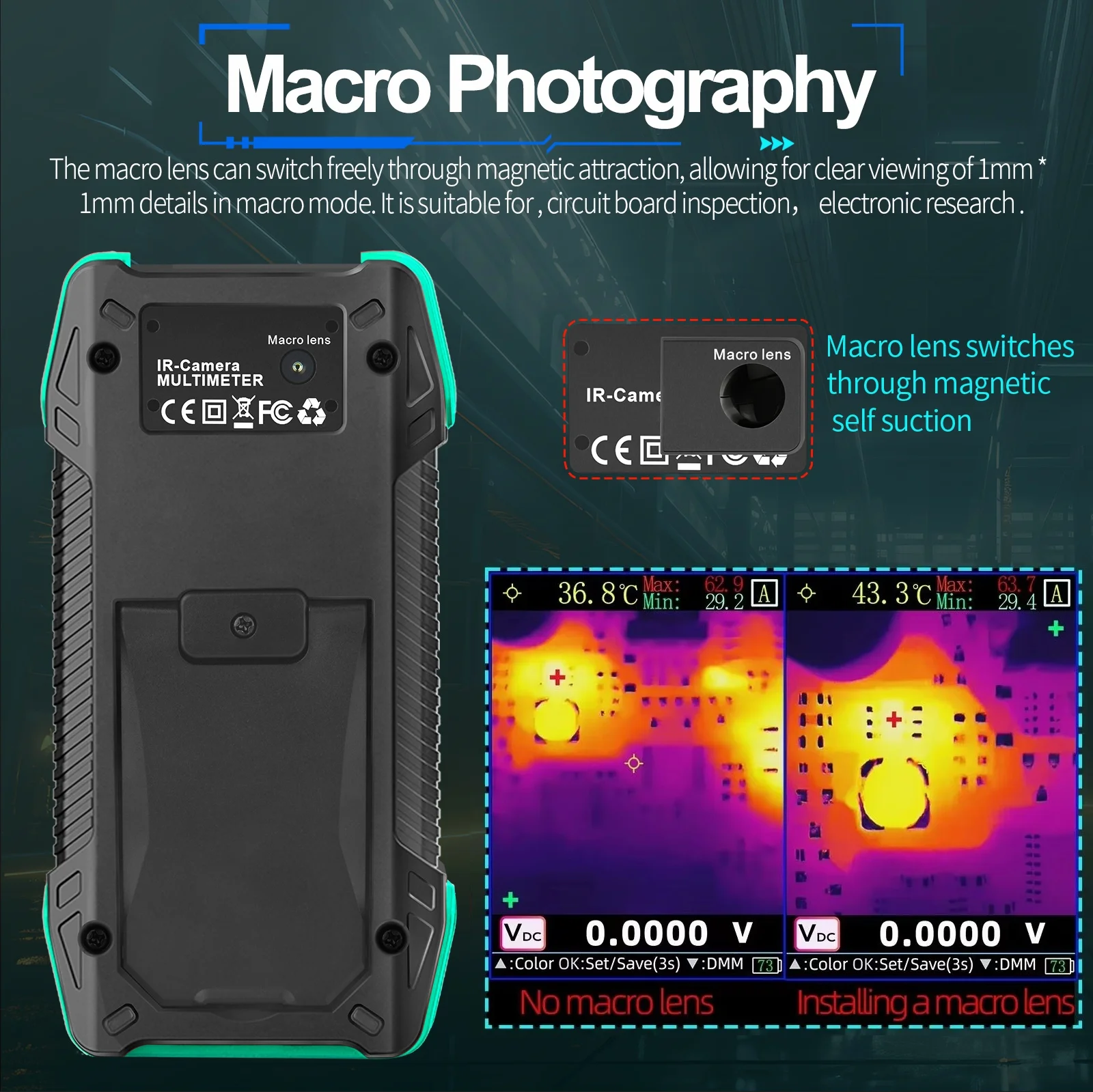 ET34C Infrared Thermal Camera with Macro Lens 3.2 Inch IR Camera -20~550℃ Floor