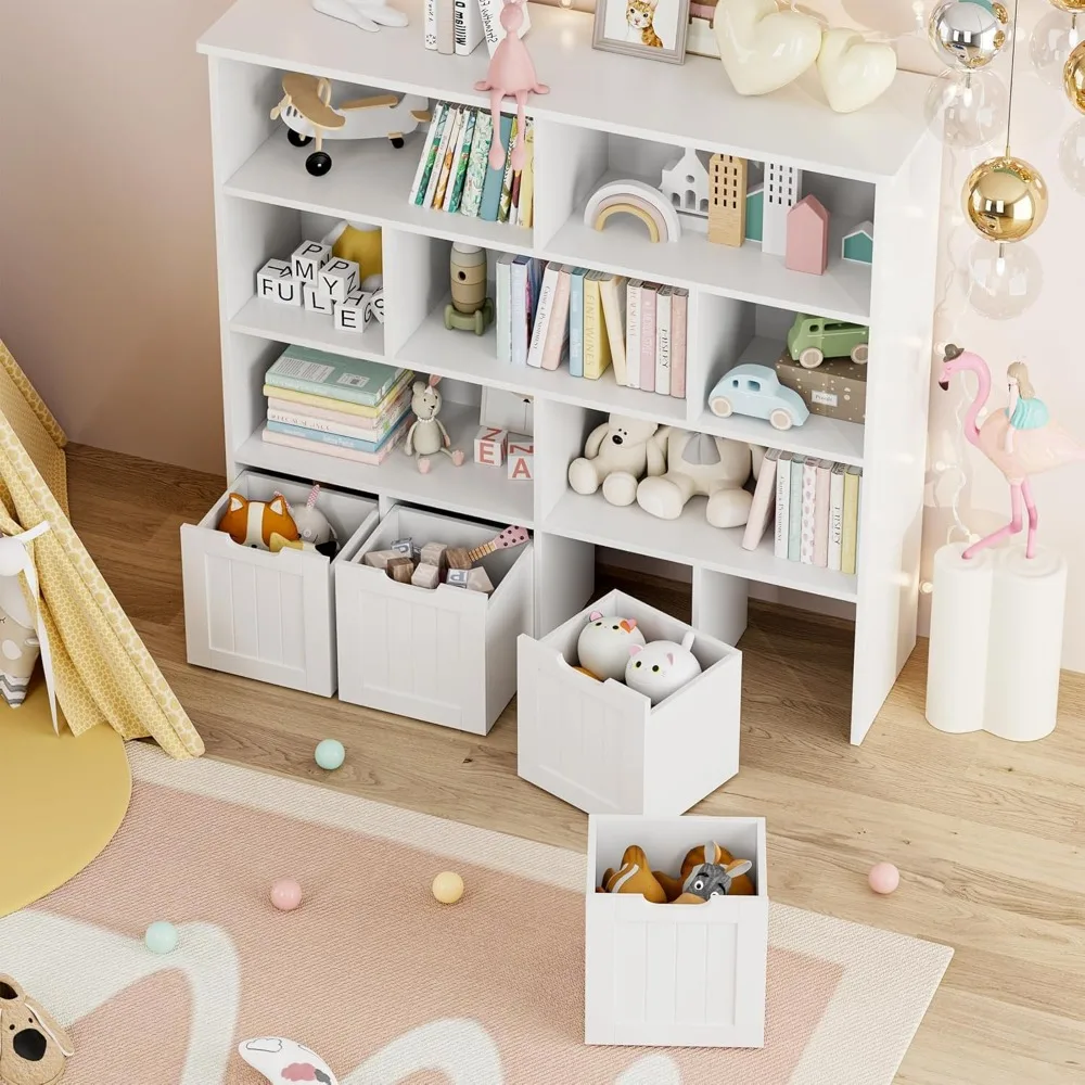 Toy Storage Organizer, Large Toy Organizers and Storage with 4 Movable Drawers and 7 Cubbies, Chest Shelf Organizer