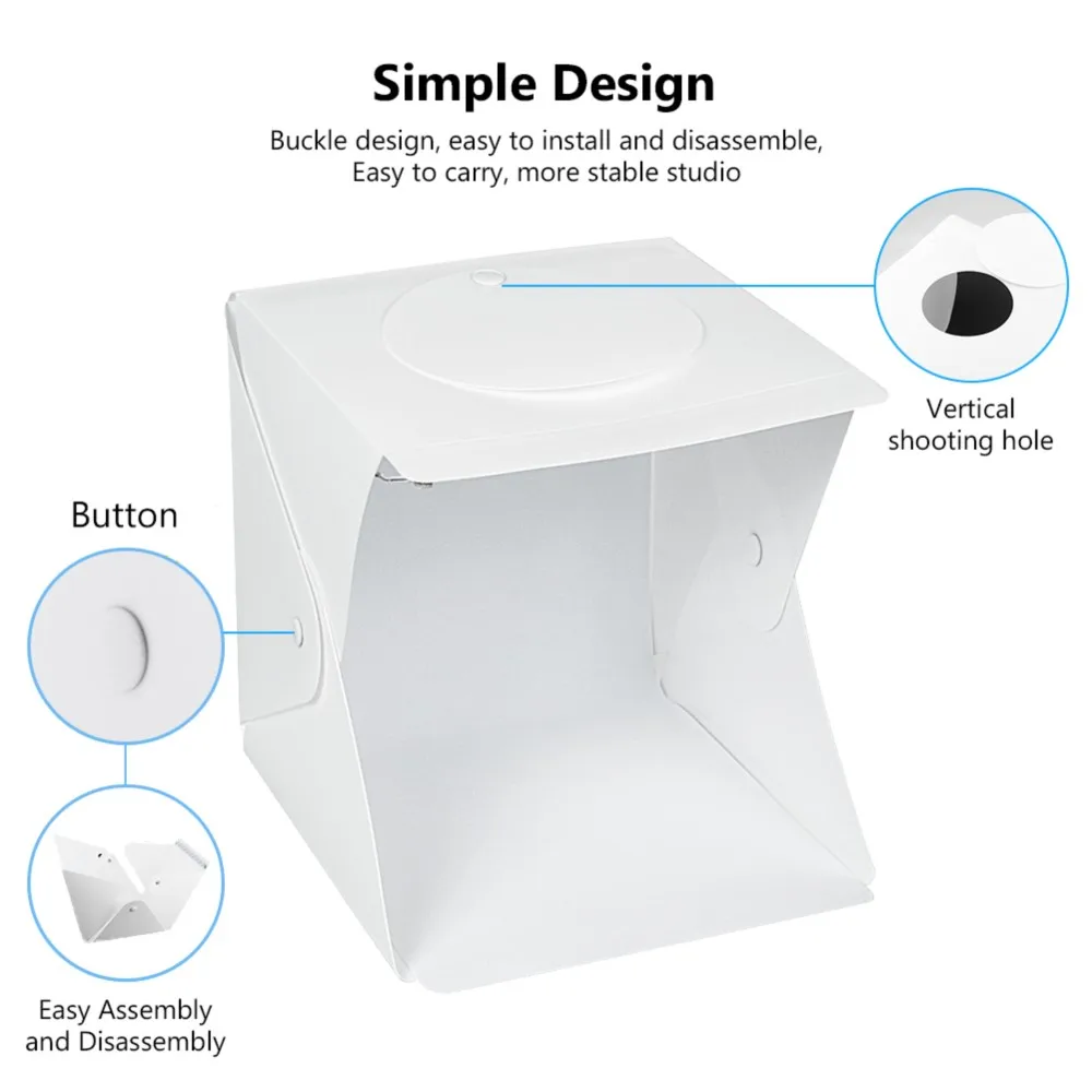 24.5x22x22cm Mini Folding Studio Diffuse Soft Box Lightbox With Double LED Light 6 Color Photography Background Photo Studio box