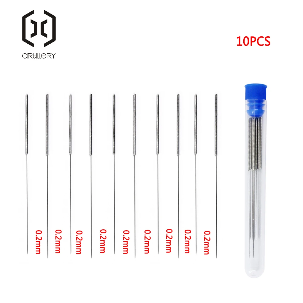 10pcs Stainless Steel Nozzle Cleaning Needle Tool 0.2mm 0.25mm 0.3mm 0.35mm 0.4mm Drill Bits for V6 Nozzle 3D Printer Par 32pcs 3d printer nozzle cleaning kit stainless steel mk8 nozzle cleaning needles tools set with storage box 3d printer parts