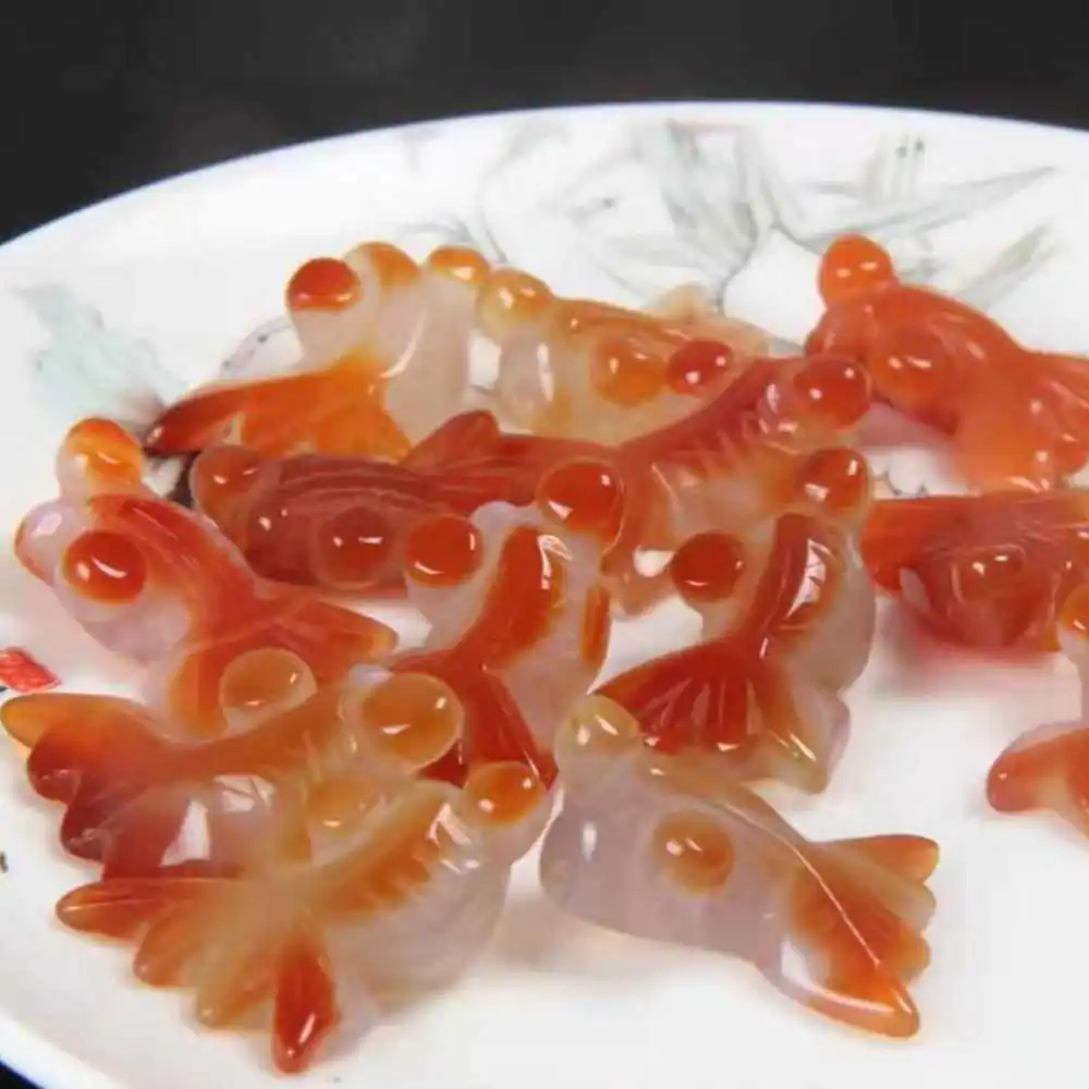 

5pcs Natural Red agate goldfish Gemstone Loose Beads Chain Dark Matter Mental Wristband Practice Souvenir Taseel Glowing