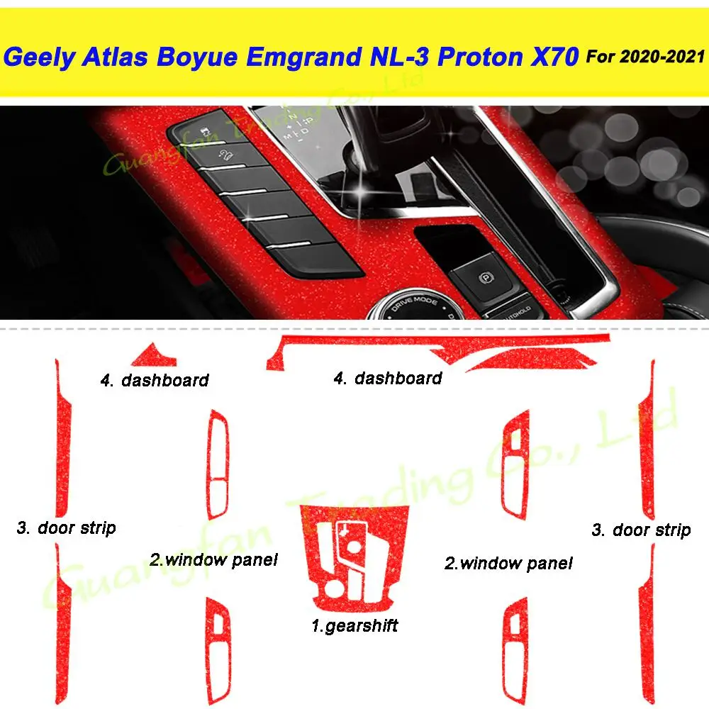 

For Geely Atlas Boyue Emgrand NL-3 Proton X70 2016-21 3D/5D Carbon Fiber Car Interior Cover Center Console Color Stickers Decals