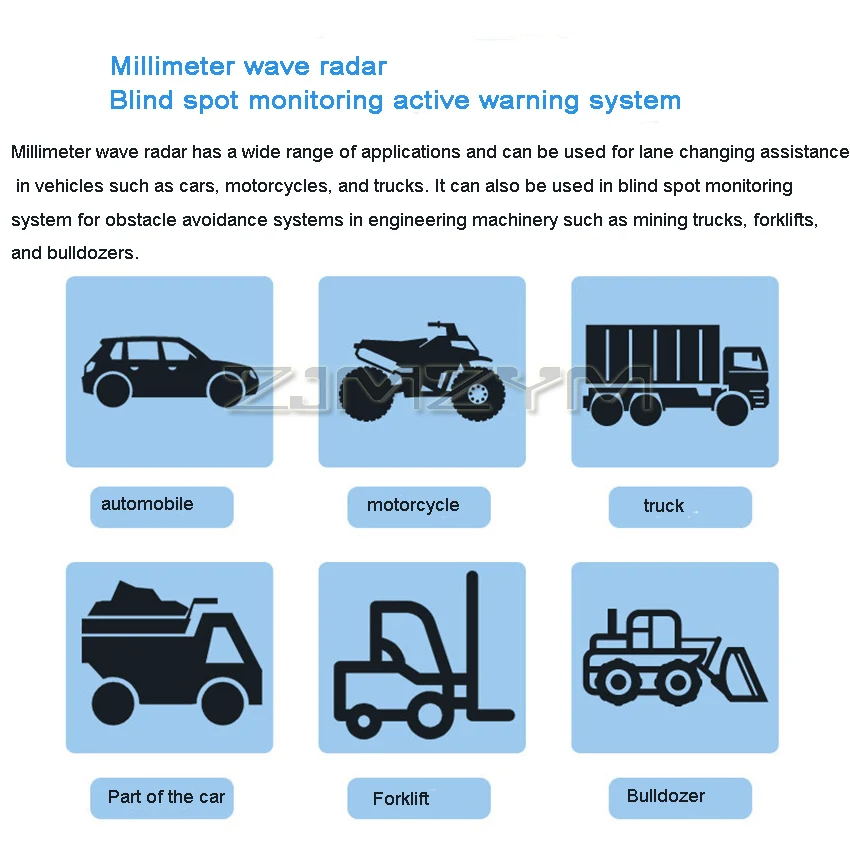오토바이 사각지대 모니터링, 차선 변경 및 차선 변경 지원 BSD 기관차, 24G 밀리미터파 레이더 포함, 15m