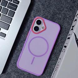 Luxury Matte Translucent Shockproof Magnetic Phone Case with Magsafe Wireless Charging Support - iPhone 15 Plus (RS CX Purple)