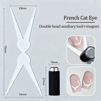 Double-head French Nail Art Magnet Set Cat Eye Magnetic Rod Combination Nail Art DIY V-Shaped Effect Gel Nail Polish Magnet 4