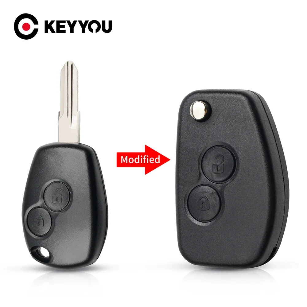 

KEYYOU Modified Flip Key Shell 2 Buttons For Renault Duster Logan Fluence Clio Kangoo Sandero Espace Megane VAC102/NE72